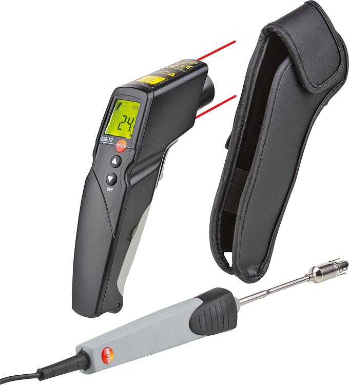 Infrarot-Thermometer Testo 830-T2 Set mit Oberflächenfühler und Lederschutztasche