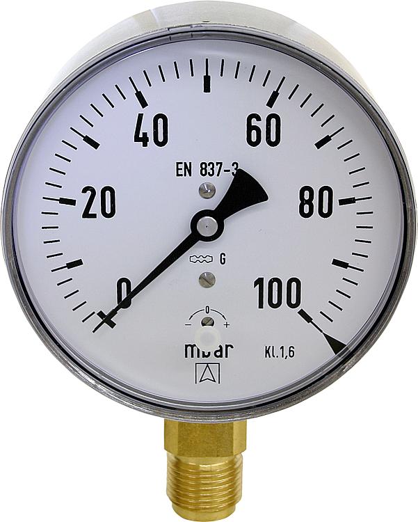 Kapselfedermanometer KP 100.4 0-100 mbar, DN15 (1/2"), Ø 100mm