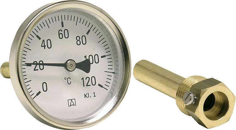 Bimetall-Industriethermometer DN 15 (1/2"), Kl. 1, 0/60°C BiTh 80 I D211