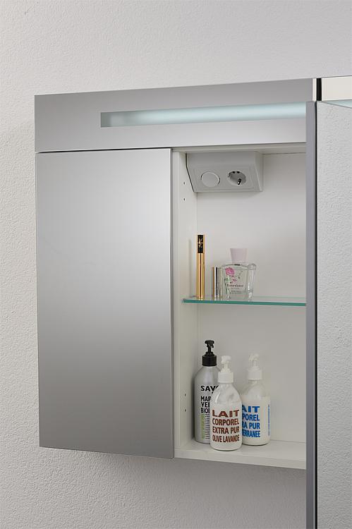 Spiegelschrank m. bel. Blende, 2 Türen, Asteiche 900x740x160mm