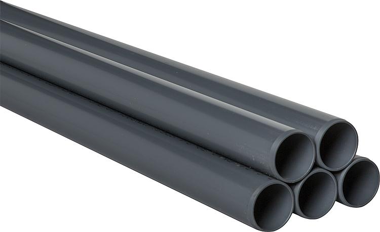 PVC-U Rohr 40 x 1,9 mm 5 m glatt DIN 8061/62 RAL 7011 / VPE 50 m