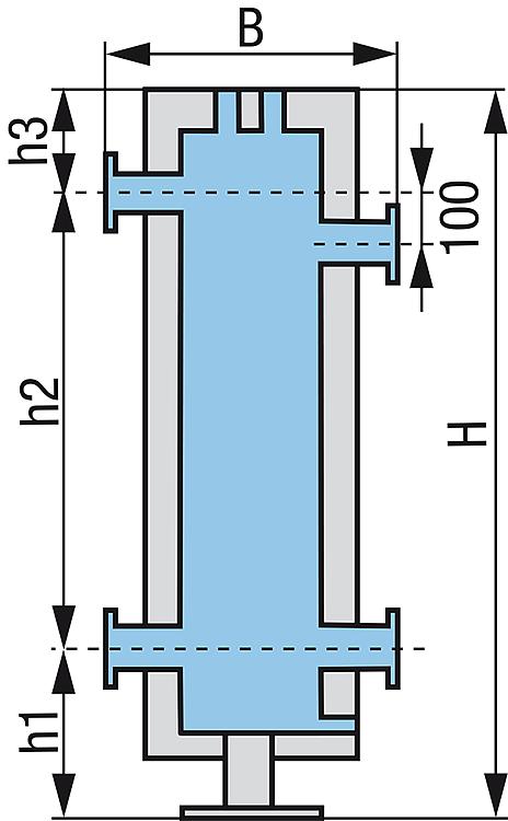 Hydraulische Weiche Typ HW 100, 9m³/h, KW205, Anschluss DN50/PN6