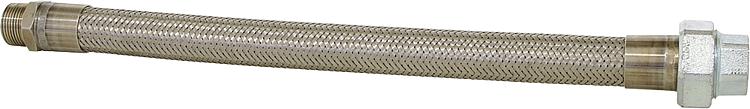 Ringwellschlauchleitung aus Edelstahl mit Gewindeanschlüssen R 1 1/2" Länge 500 mm