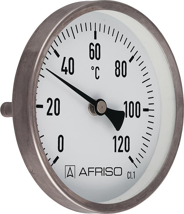 Edelstahlthermometer, 0 - 120°C, 1/2", 63 mm, Schutzrohr 100 mm