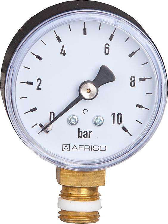 RF-Manometer 50 radial 0-10 bar, Anschluss 1/4" radial (unten)