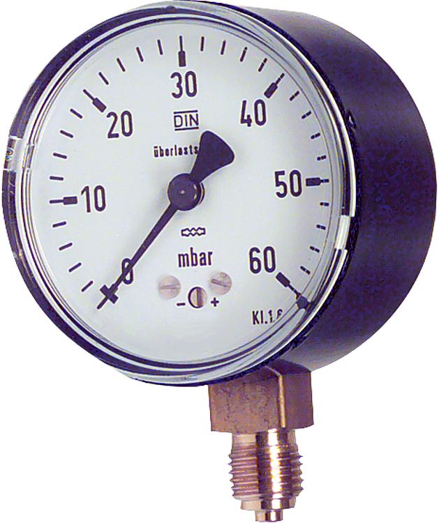 Kapselfedermanometer,Edelstahl, KP 63.3 DN8 1/4" radial 0-60 mbar