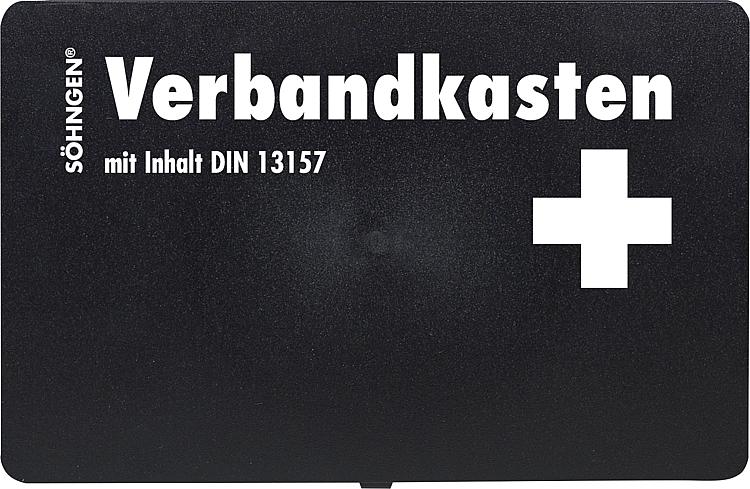 Betriebsverbandkasten Kunststoff DIN 13 157 / mit Füllung 260x160x70 mm / schwarz