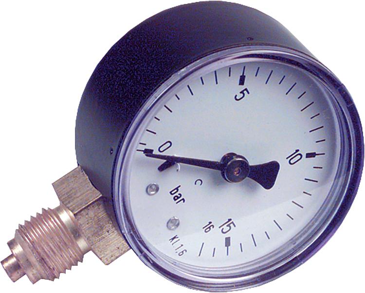 RF-Manometer 50 radial 0-16 bar, Anschluss 1/4" radial (unten)