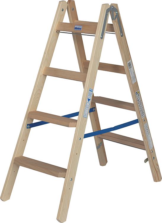 Stufen-Sprossen-Doppel-Leiter (Holz), Arb. Höhe 2,50m Leiterhöhe 1,15m 2x4