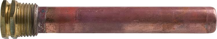 Tauchhülse 1/2" Messing, DN15x16mm, Rohrlänge 100mm Kupfer, geformte Version