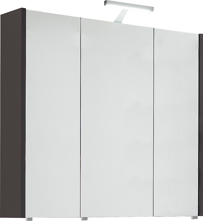 Spiegelschrank mit Beleuchtung anthrazit Hochglanz 3 Türen 850x750x188mm