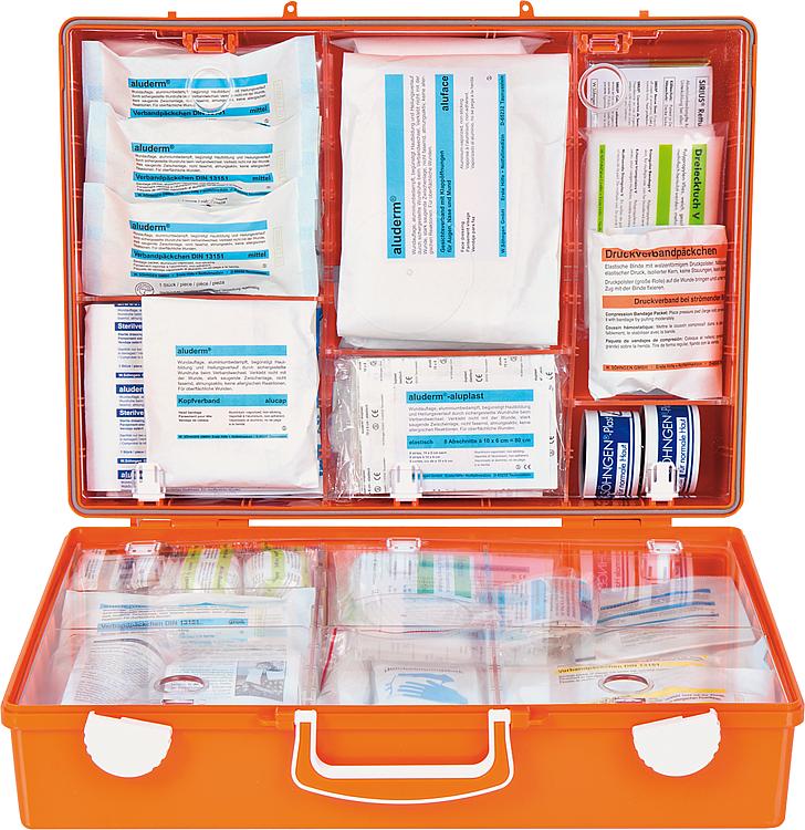 Erste-Hilfe-Koffer mit Füllung nach DIN 13 169 400x300x150 mm / orange