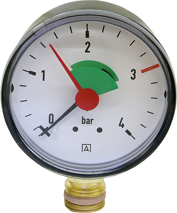Heizungsmanometer radial 63 mm durch, 3/8"