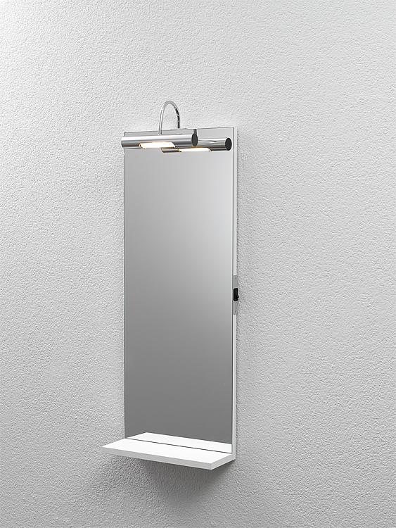 Spiegel mit Beleuchtung + Ablage weiss matt 350x900mm
