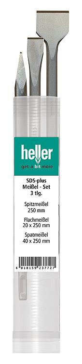 Meisselset HELLER® 3-tlg mit SDS-Plus Aufnahme Spitz - , Flach - und Spatmeissel