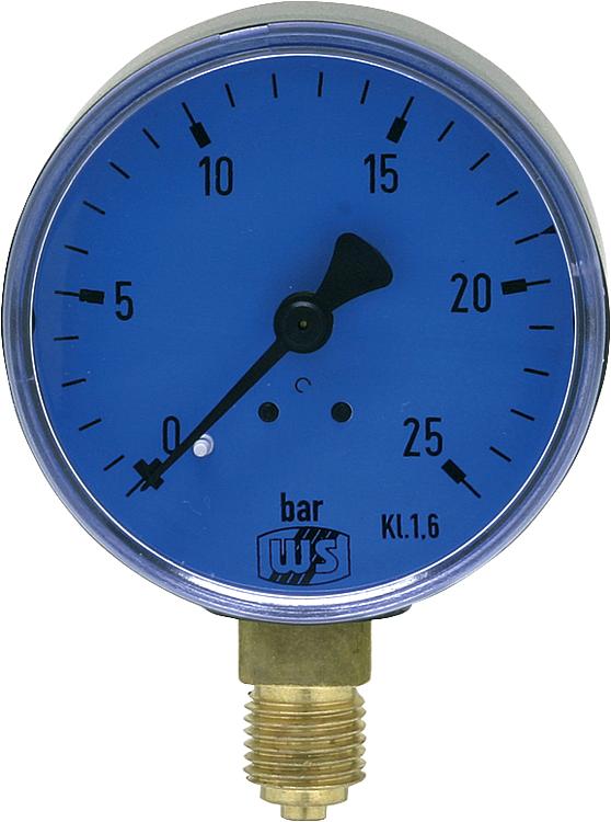 Öldruckmanometer ohne Glyzerin- dämpfung 0-25bar 63 mm 1/4" unten
