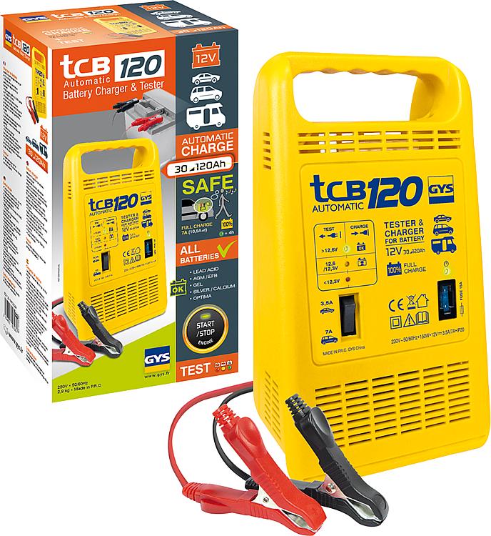 Vollautomatisches Batterielade- gerät, für 12 V Batterien, 30- 120 A/h, Typ TCB 120 automatisch