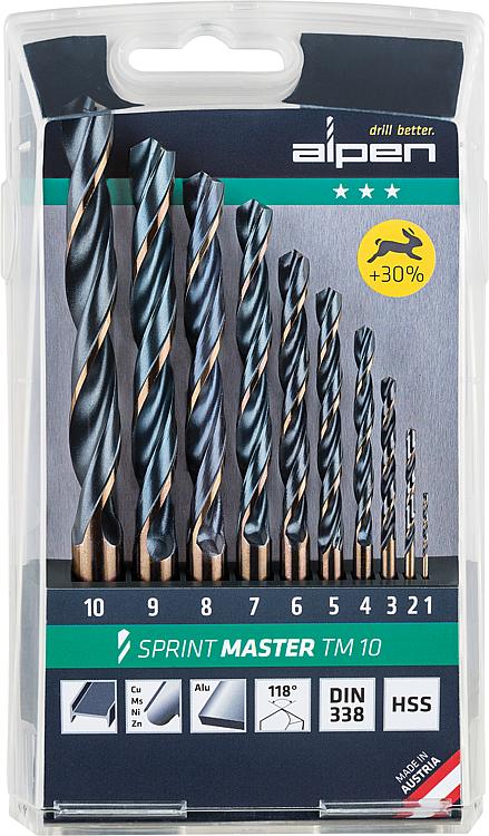 Metallbohrer ALPEN® Sprint Master DN338 RN 10 - teilig in Kunststoffkassette