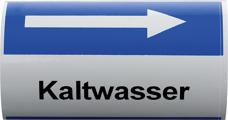 Klebebezeichnungsbänder "Kaltwasser" 78 mm breit, Rolle á 5m