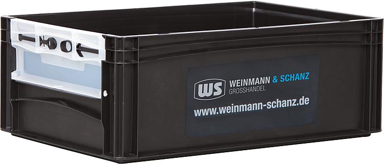 Transportbox WS schwarz 600 x 400 x 220mm mit Entnahmeöffnung