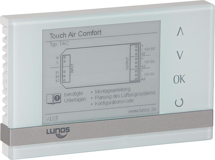 Komfortsteuerung Lunos Touch Air für e²und E go, inkl. Einbaudose