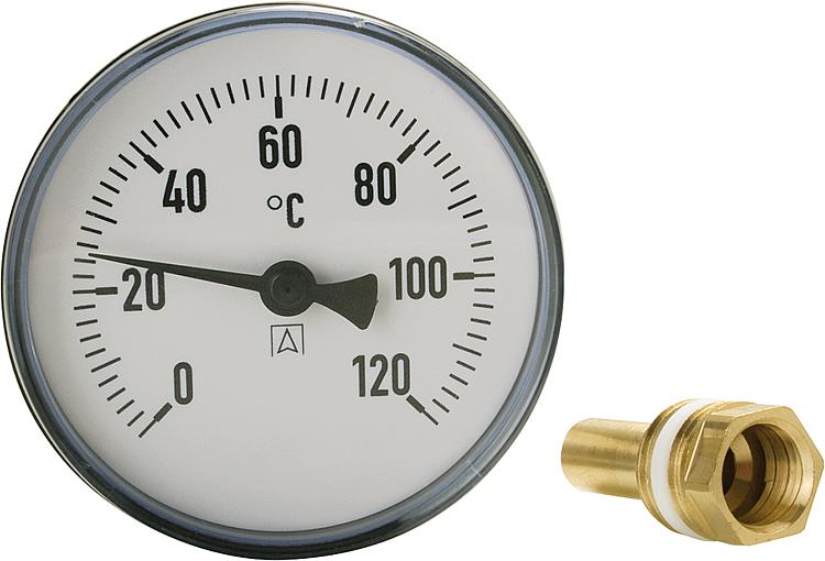 Bimetall-Zeigerthermometer 0-120°C d = 100mm mit Fühler 200mm