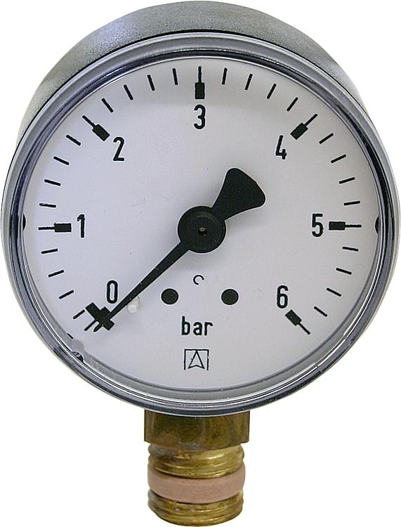 RF-Manometer 50 radial 0-6 bar, Anschluss 1/4" radial (unten)