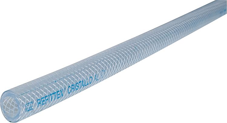 PVC-Schlauch transparent mit Polyestergewebe / Lebensmittelecht 100m/20bar/8x14mm/-20°- +60°C