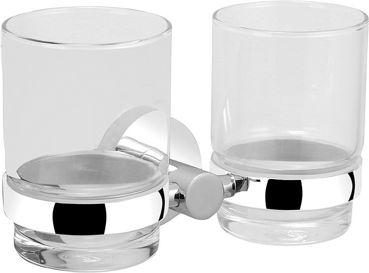 Doppelglashalter EIGHT Glas klar, Metall verchromt inkl. Befestig.
