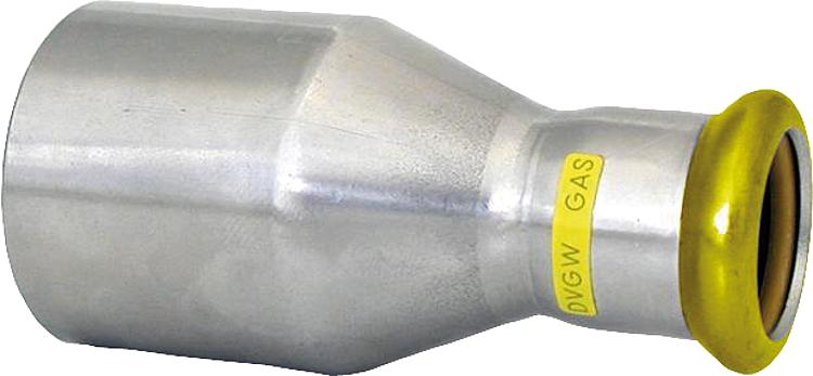 Edelstahl-Pressfitting Gas Absatznippel, DN 108 x DN 54 M-Kontur