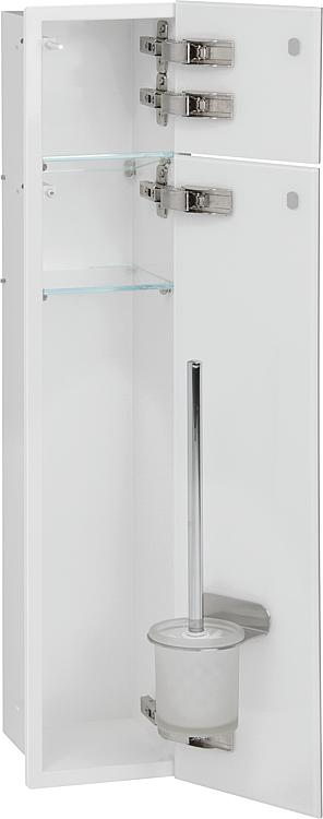 WC-Wandcontainer,innen weiss, 2 graue Glastüren,1 Leerfach, Anschlag rechts,180x825mm