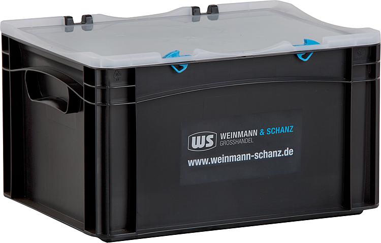 Transportbox WS schwarz 400 x 300 x 237mm mit Klarsichtdeckel