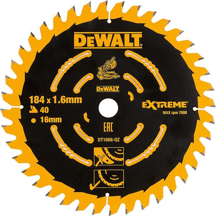 Kreissägeblatt DeWALT Extreme Spezial Ø 184x16x1,6mm mit 40 Zähnen