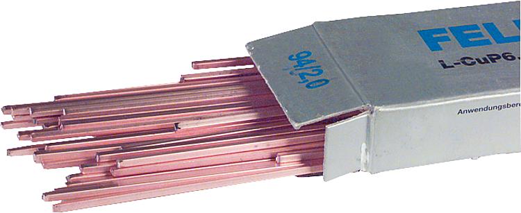 Felder-Kupfer-Hartlot DIN 8513 Vierkant-Stäbe, 500 mm lang VPE = 1 kg 2 mm