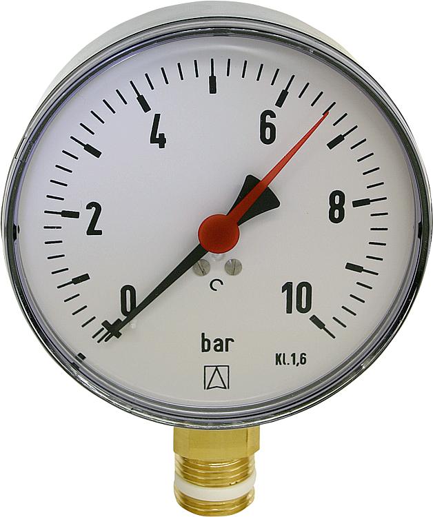 RF-Manometer 100 radial 0-10 bar, Anschluss 1/2" radial (unten)