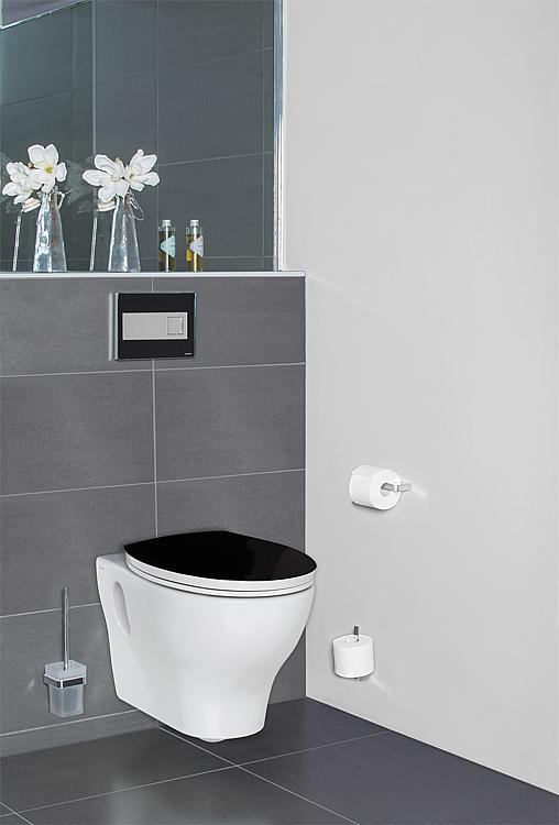 WC-Sitz Preto universal Scharniere aus Edelstahl, Farbe: schwarz/weiss, Duroplast