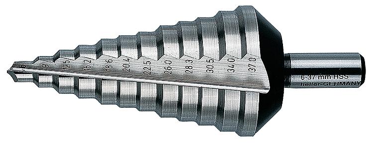 Stufenbohrer HELLER® HSS Ø 6 - 37 mm mit Zylinderschaft