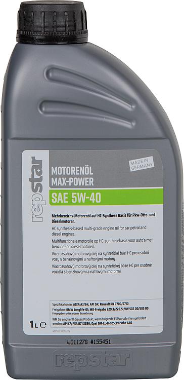 Motorenöl SAE 5W-40 Max Power Inhalt 1000ml