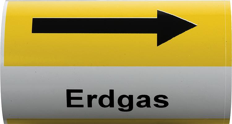 Klebebezeichnungsbänder "Erdgas" 78 mm breit, Rolle á 5m