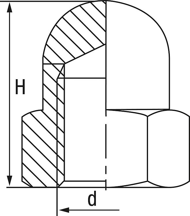 Hutmutter DIN 1587 M 6 hohe Form verzinkt VPE 200