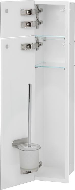 WC-Wandcontainer, innen weiss, 2 weissen Glastüren,1 Leerfach BxH:180x825mm, Anschlag links