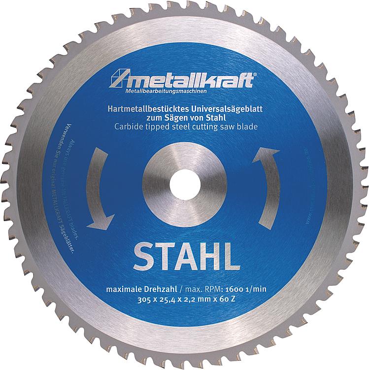 Kreissägeblatt METALLKRAFT Ø 305x2,4x25, 4 mm für Stahl, zu Kappsäge MTS 356