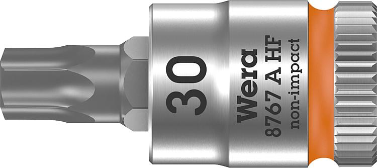 Knarreneinsatz WERA 8767 A HF Torx T30 Länge 28,0mm Antrieb 6,3mm (1/4")