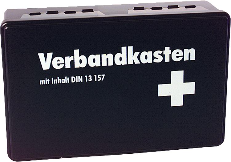 Betriebsverbandkasten Kunststoff DIN 13 157 / mit Füllung 260x160x70 mm / schwarz