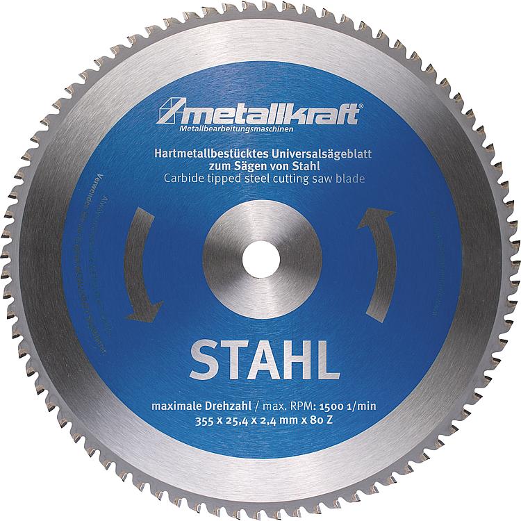 Kreissägeblatt METALLKRAFT Ø 355x2,4x25, 4 mm für Stahl, zu Kappsäge MTS 356