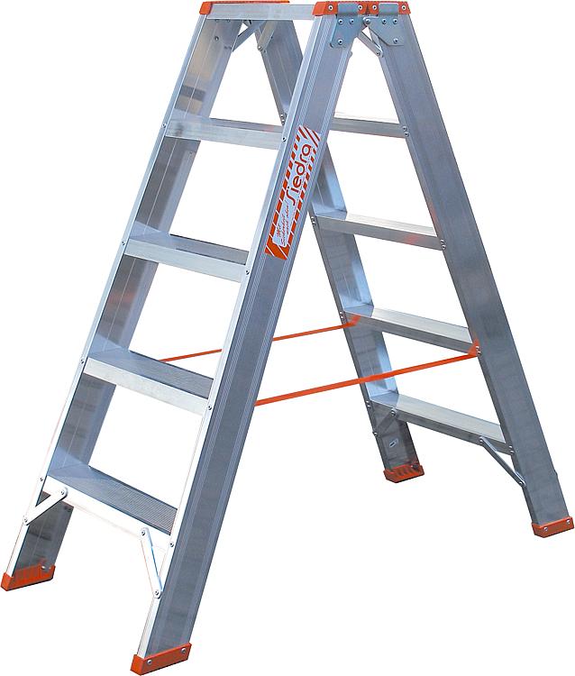 Stufenstehleiter Siedra Aluminium, 2x5 Stufen Stufenbreite 90mm